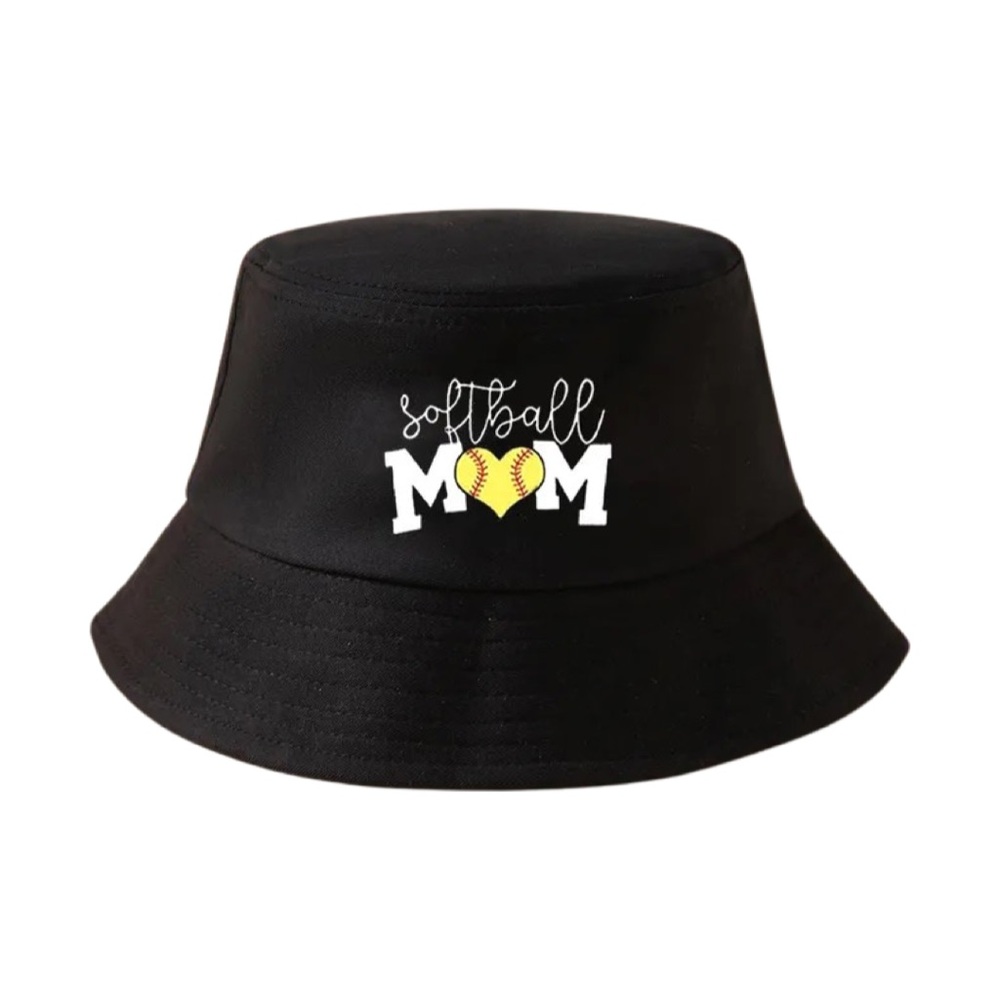 Black Softball Mom Kids Bucket Hat